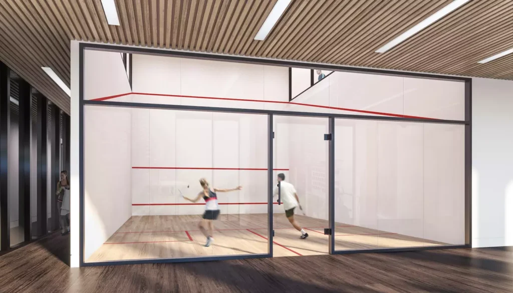 Rendering of people playing squash at The Millway